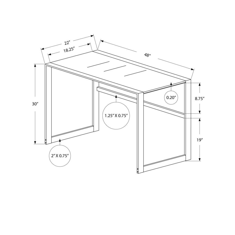 Computer Desk, Home Office, Laptop, 48L, Work, Frosted White Tempered Glass - Monarch