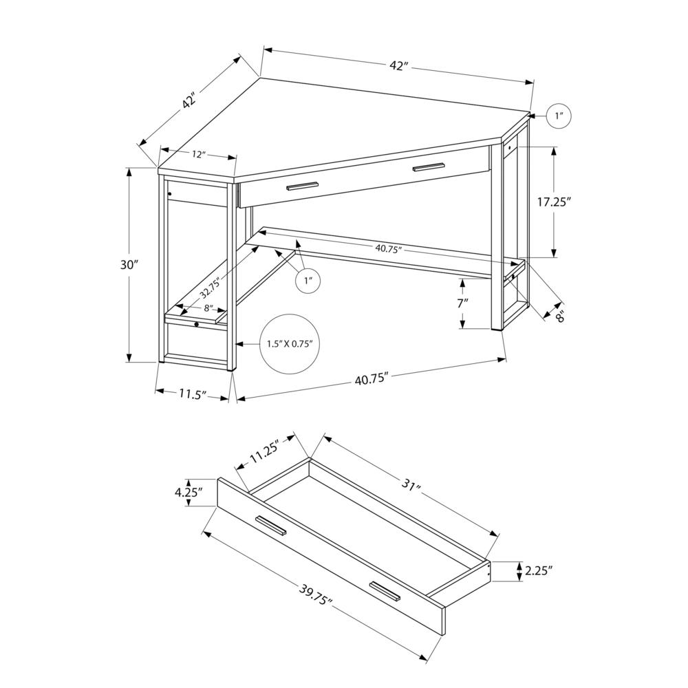 Computer Desk, Home Office, Corner, Storage Drawers, 42L, Work, Laptop - Monarch