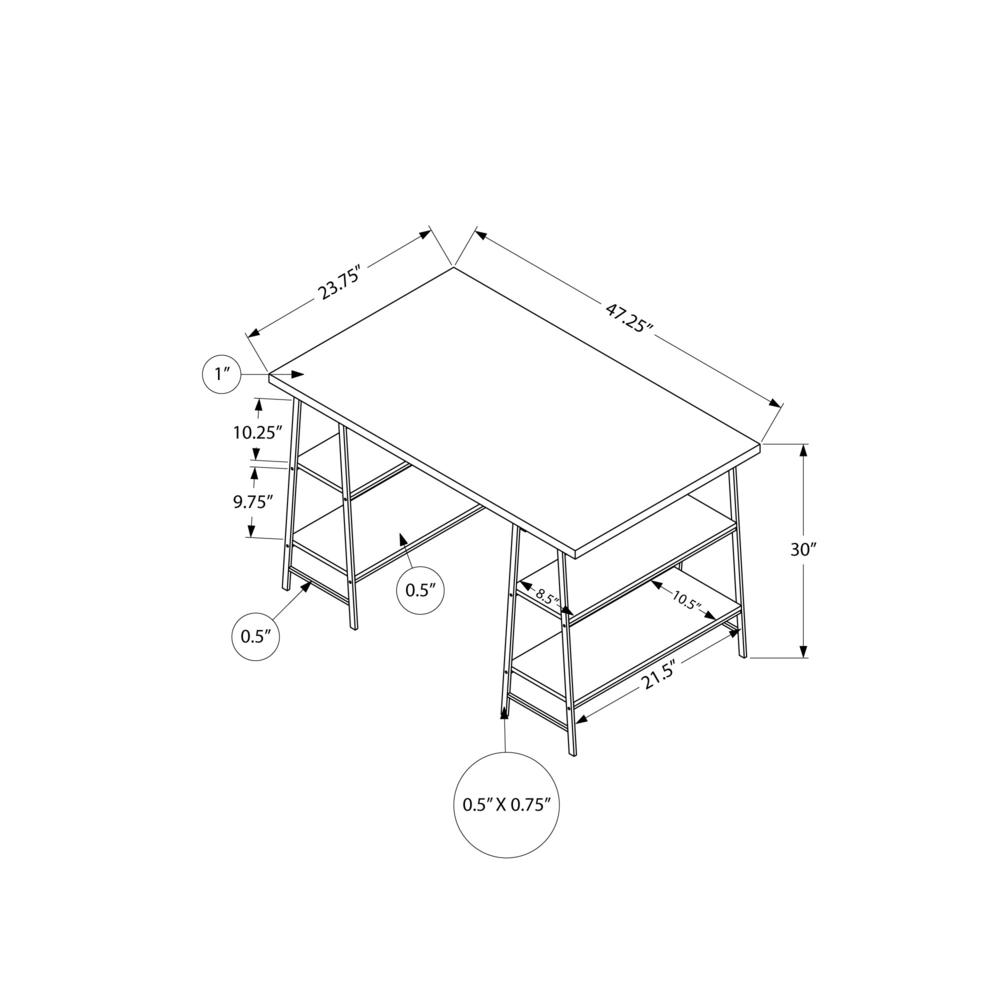 Computer Desk, Home Office, Laptop, Storage Shelves, 48L, Work, Brown Laminate - Monarch