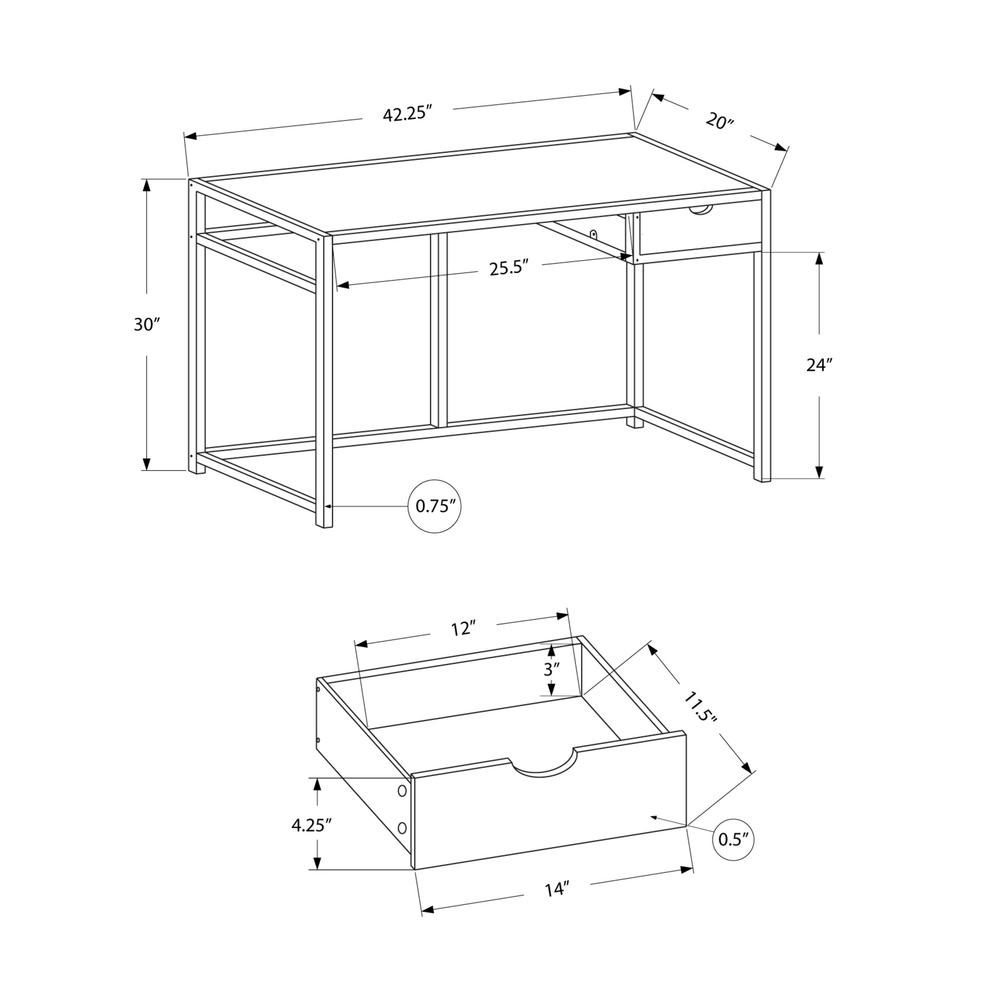 Computer Desk, Home Office, Laptop, Storage Drawer, 42L - Monarch