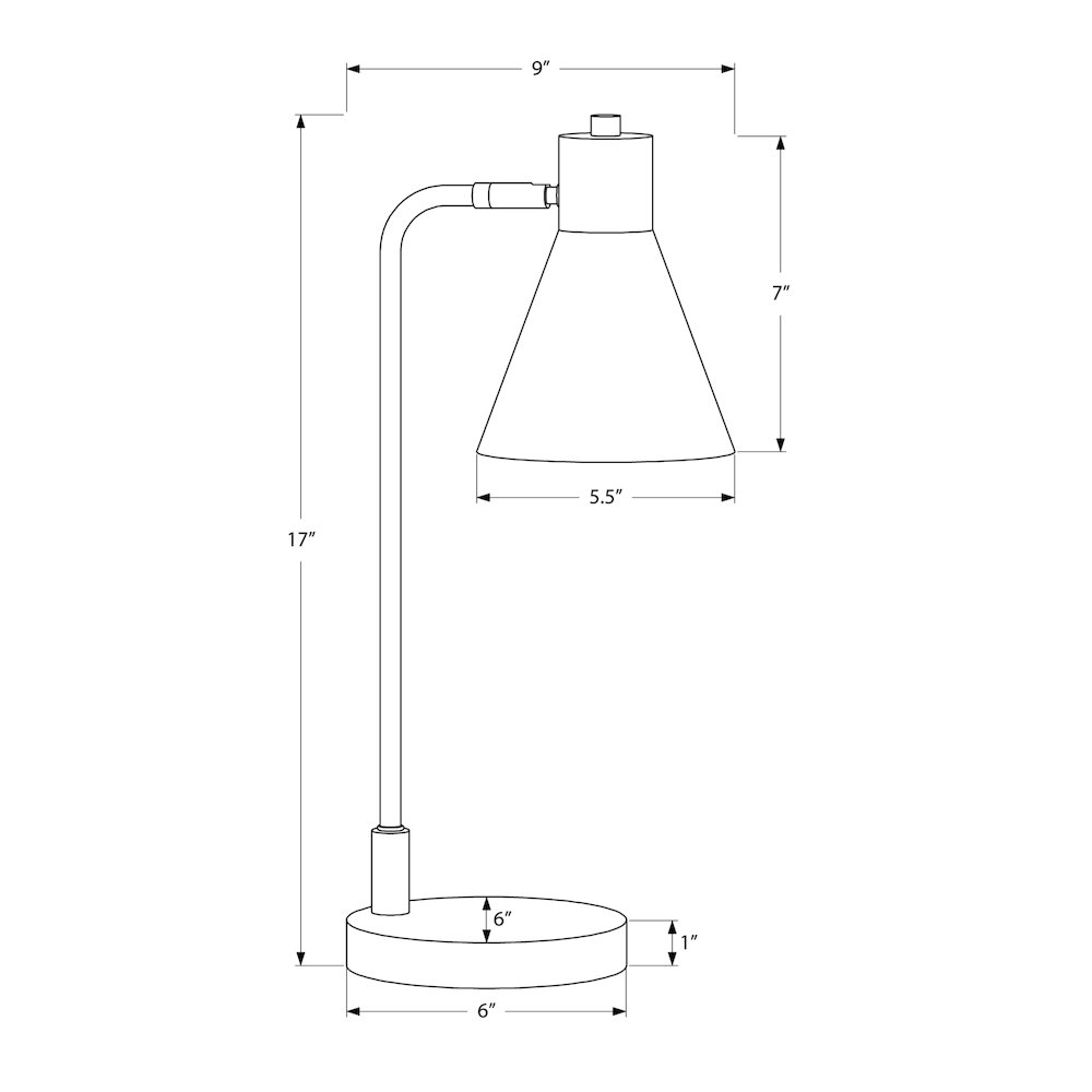Lighting, 17''H, Table Lamp, Black Metal, Silver Metal, Contemporary - Monarch