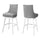 Bar Stool, Set Of 2, Swivel, Bar Height, White Wood, Grey Leather Look - Monarch