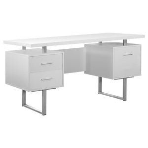 Computer Desk, Home Office, Laptop, Left, Right Set-up, Storage Drawers, 60L - Monarch