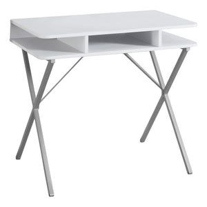 Computer Desk, Home Office, Laptop, Storage Shelves, 31L, Work, White Laminate - Monarch