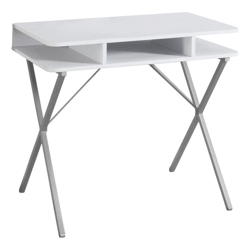 Computer Desk, Home Office, Laptop, Storage Shelves, 31L, Work, White Laminate - Monarch