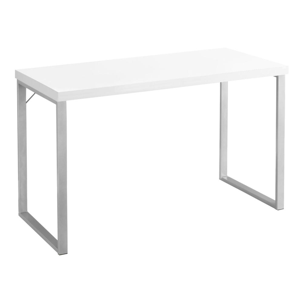 Computer Desk, Home Office, Laptop, 48L, Work, White Laminate, Grey - Monarch