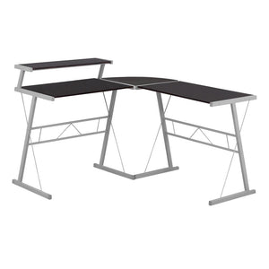 Computer Desk, Home Office, Corner, L Shape, Work, Laptop, Brown Laminate, Grey - Monarch