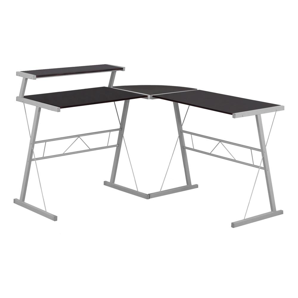 Computer Desk, Home Office, Corner, L Shape, Work, Laptop, Brown Laminate, Grey - Monarch