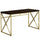 Computer Desk, Home Office, Laptop, Work, Brown Laminate, Gold - Monarch