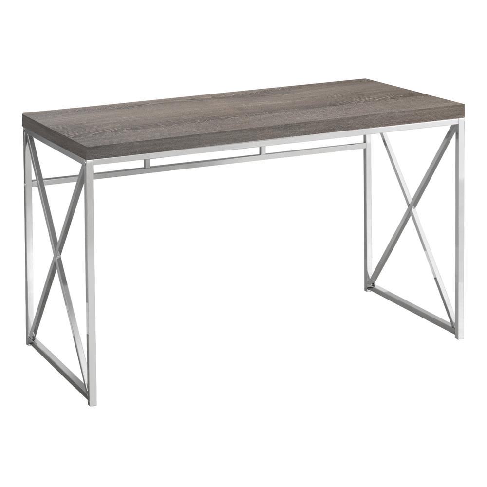 Computer Desk, Home Office, Laptop, Work, Brown Laminate, Chrome - Monarch