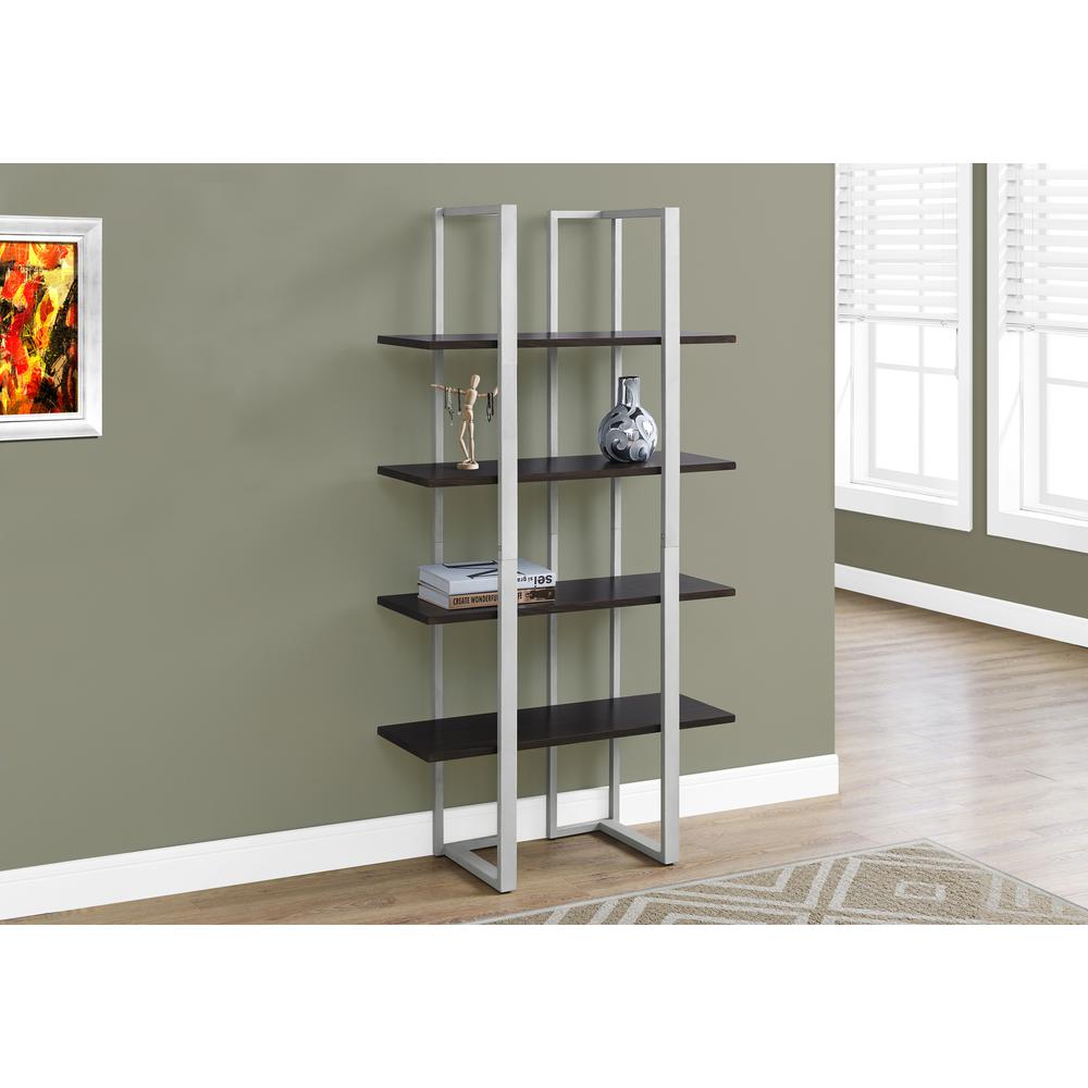 Bookshelf, Bookcase, Etagere, 4 Tier, 60H, Office, Bedroom, Brown Laminate - Monarch