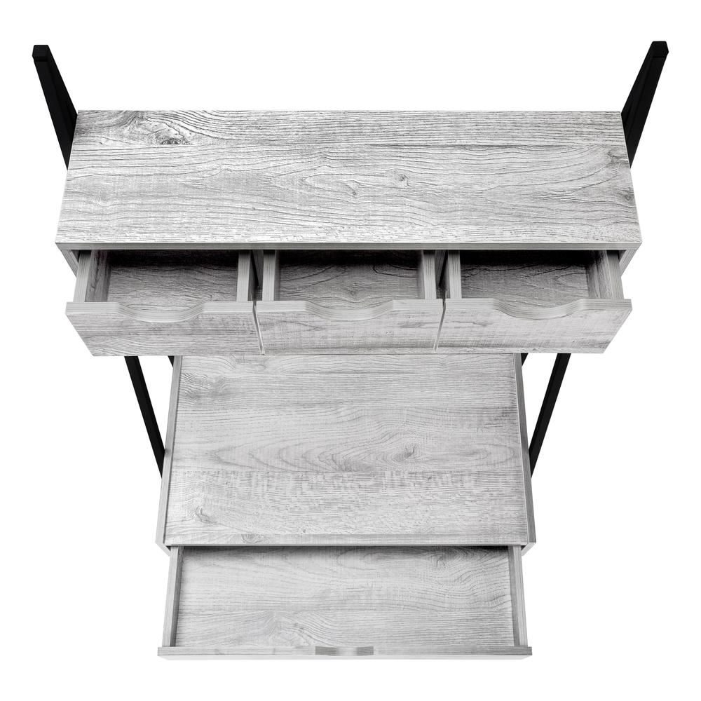 Computer Desk, Home Office, Laptop, Leaning, Storage Drawers, 32L, Work, Grey - Monarch