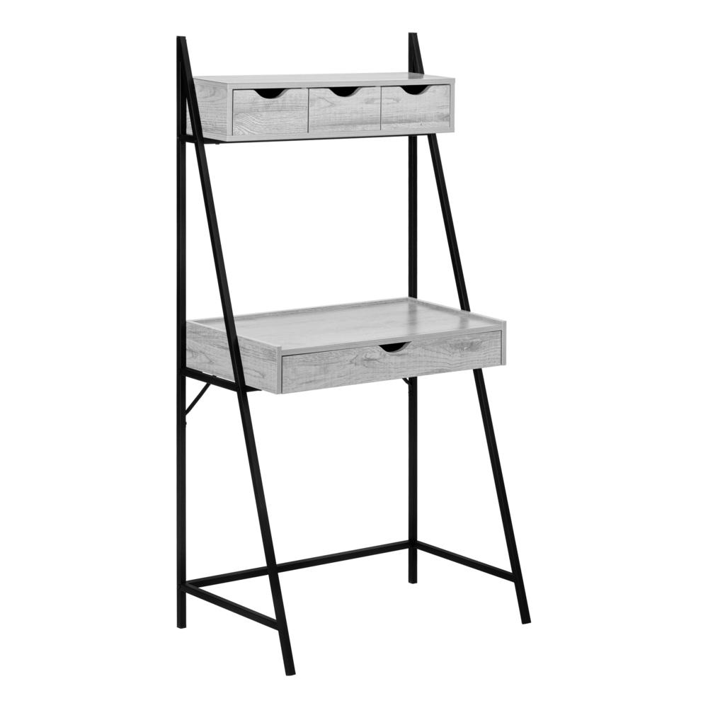 Computer Desk, Home Office, Laptop, Leaning, Storage Drawers, 32L, Work, Grey - Monarch