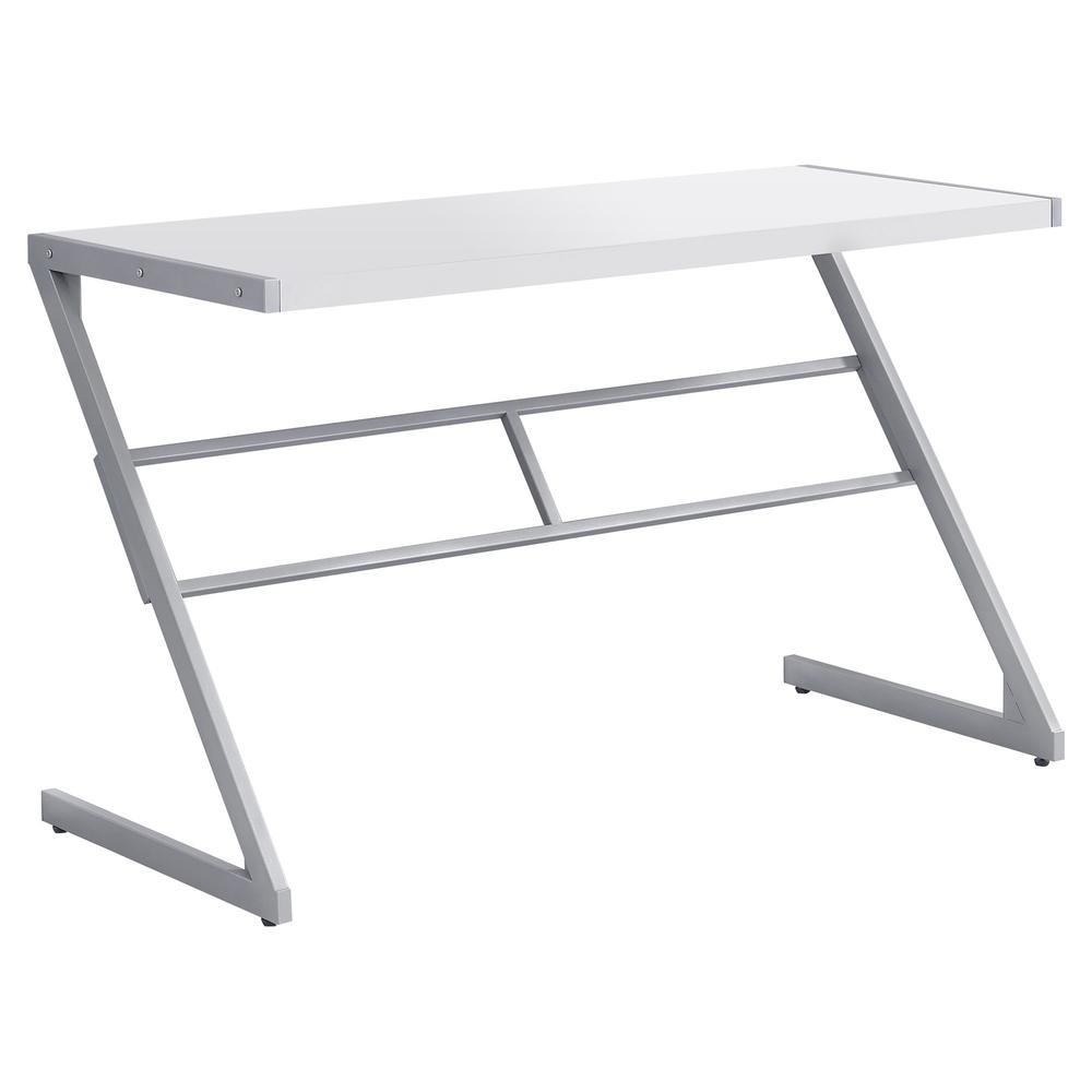 Computer Desk, Home Office, Laptop, 48L, Work, White Laminate, Grey - Monarch