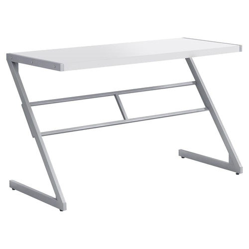 Computer Desk, Home Office, Laptop, 48L, Work, White Laminate, Grey - Monarch