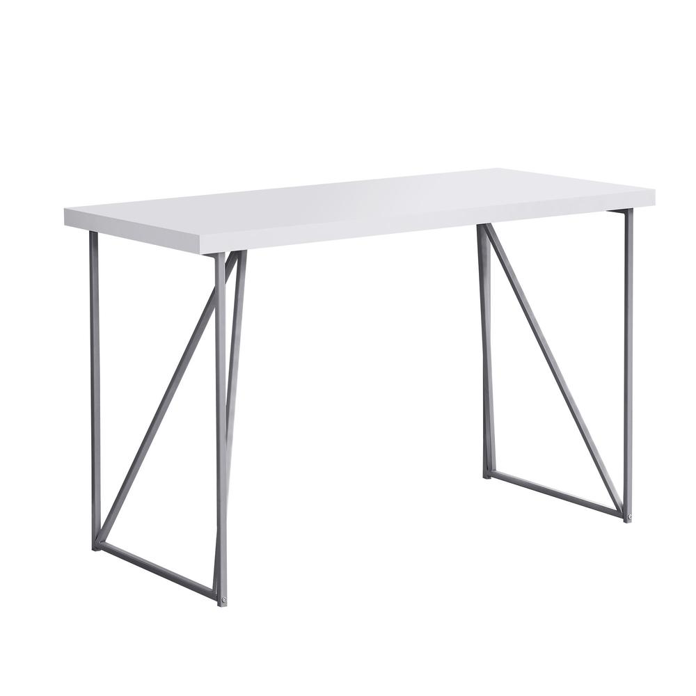 Computer Desk, Home Office, Laptop, 48L, Work, White Laminate, Grey - Monarch
