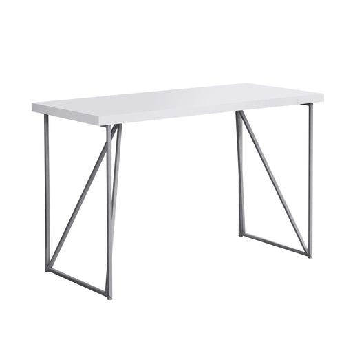 Computer Desk, Home Office, Laptop, 48L, Work, White Laminate, Grey - Monarch