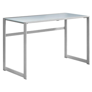 Computer Desk, Home Office, Laptop, 48L, Work, Frosted White Tempered Glass - Monarch