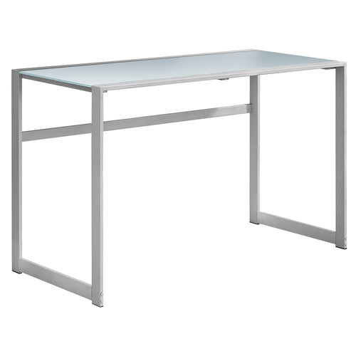 Computer Desk, Home Office, Laptop, 48L, Work, Frosted White Tempered Glass - Monarch