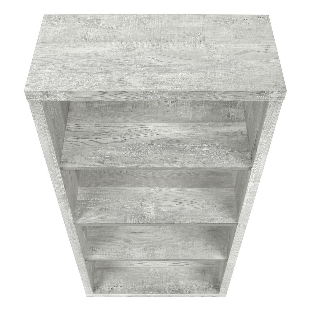 Bookshelf, Bookcase, Etagere, 5 Tier, 48H, Office, Bedroom, Grey Laminate - Monarch