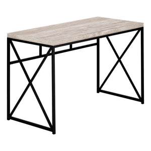 Computer Desk, Home Office, Laptop, Work, Beige Laminate, Black - Monarch