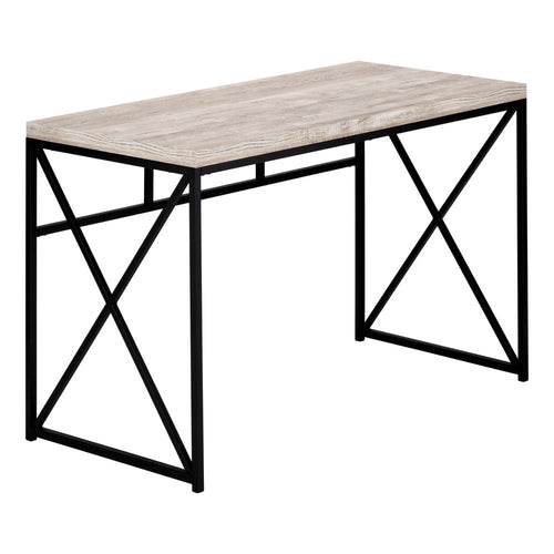 Computer Desk, Home Office, Laptop, Work, Beige Laminate, Black - Monarch