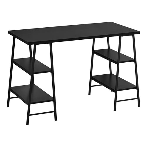 Computer Desk, Home Office, Laptop, Storage Shelves, 48L, Work, Black Laminate - Monarch
