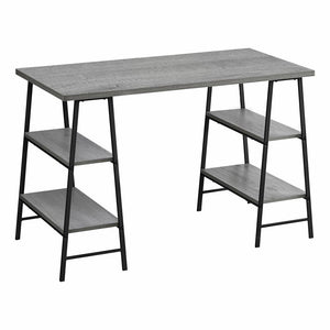 Computer Desk, Home Office, Laptop, Storage Shelves, 48L, Work, Grey Laminate - Monarch
