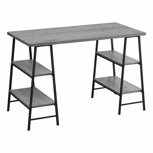 Computer Desk, Home Office, Laptop, Storage Shelves, 48L, Work, Grey Laminate - Monarch