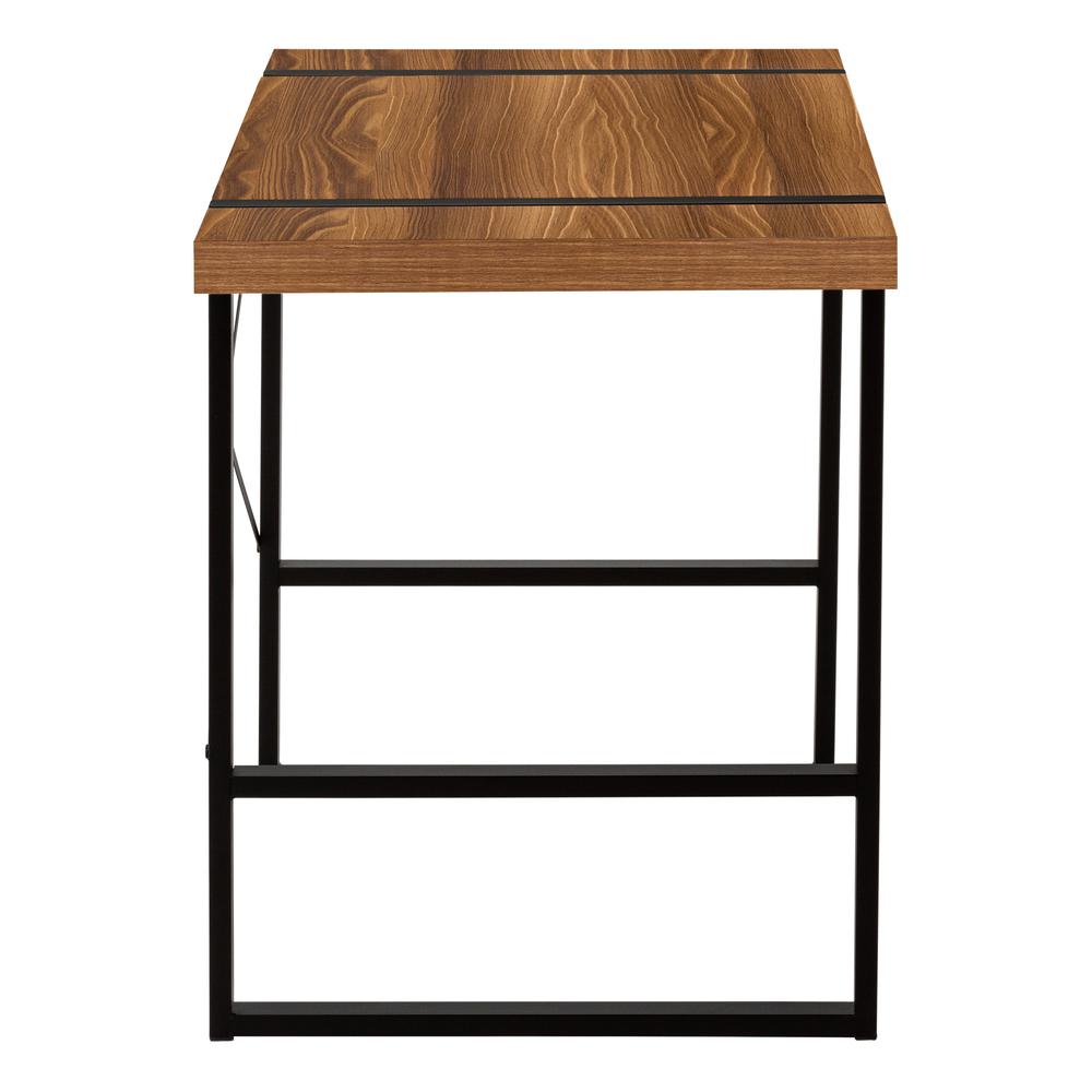 Computer Desk, Home Office, Laptop, 48L, Work, Walnut Laminate, Black - Monarch