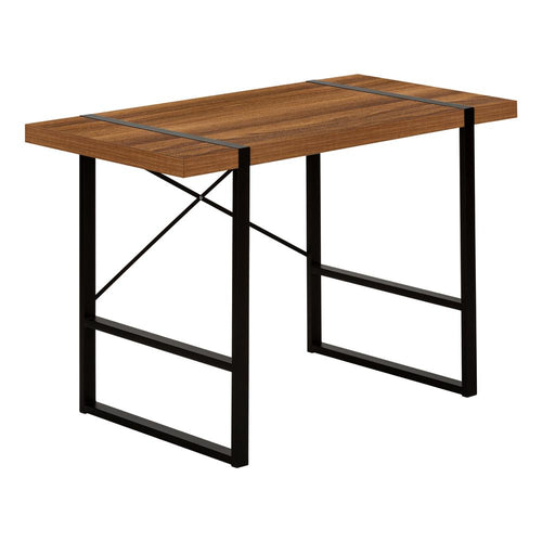 Computer Desk, Home Office, Laptop, 48L, Work, Walnut Laminate, Black - Monarch