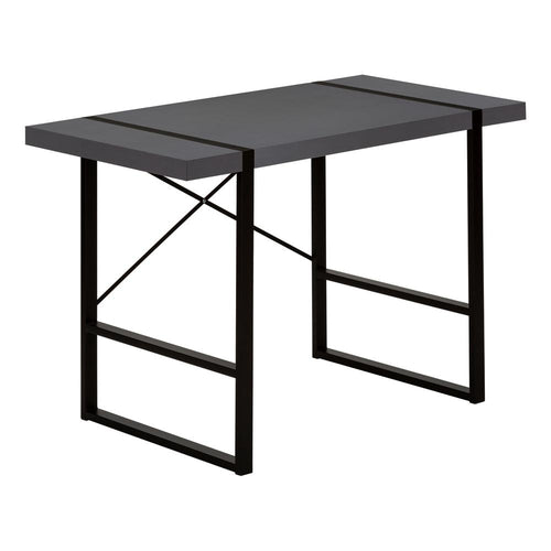 Computer Desk, Home Office, Laptop, 48L, Work, Grey Laminate, Black - Monarch