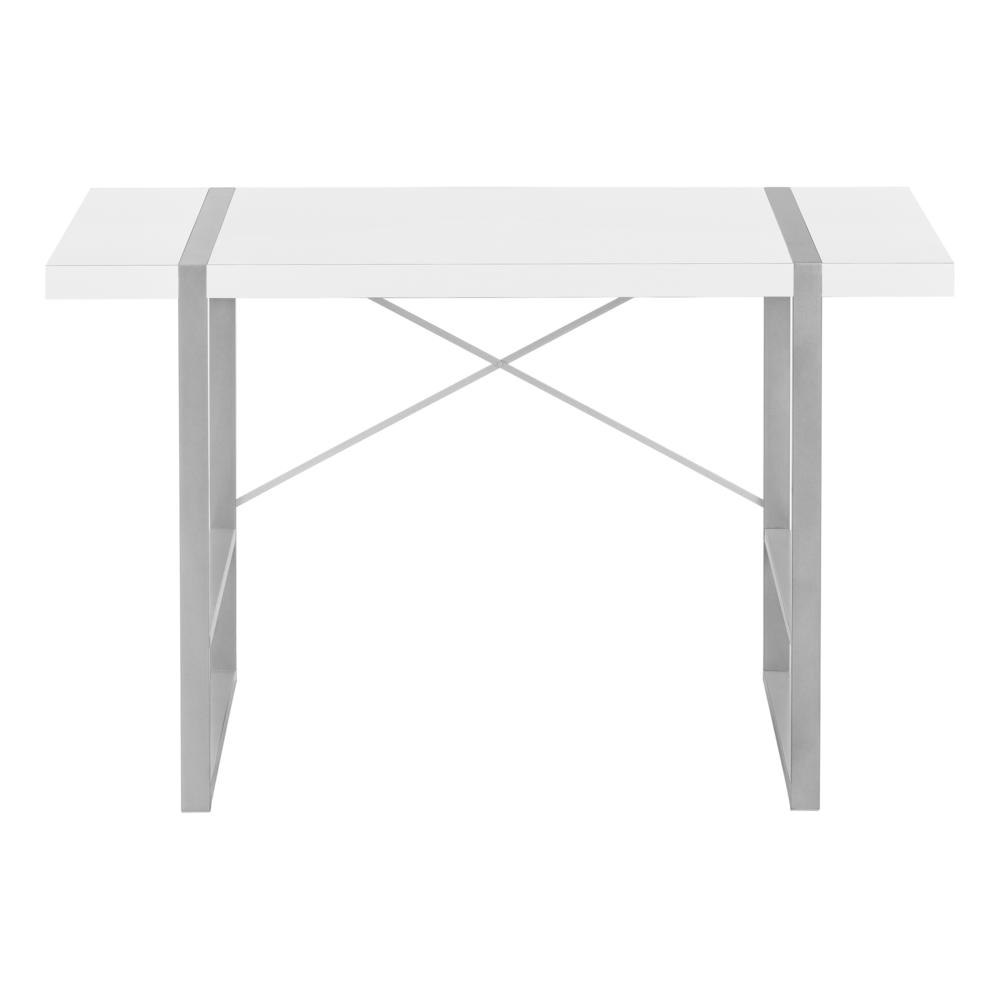 Computer Desk, Home Office, Laptop, 48L, Work, White Laminate, Grey - Monarch