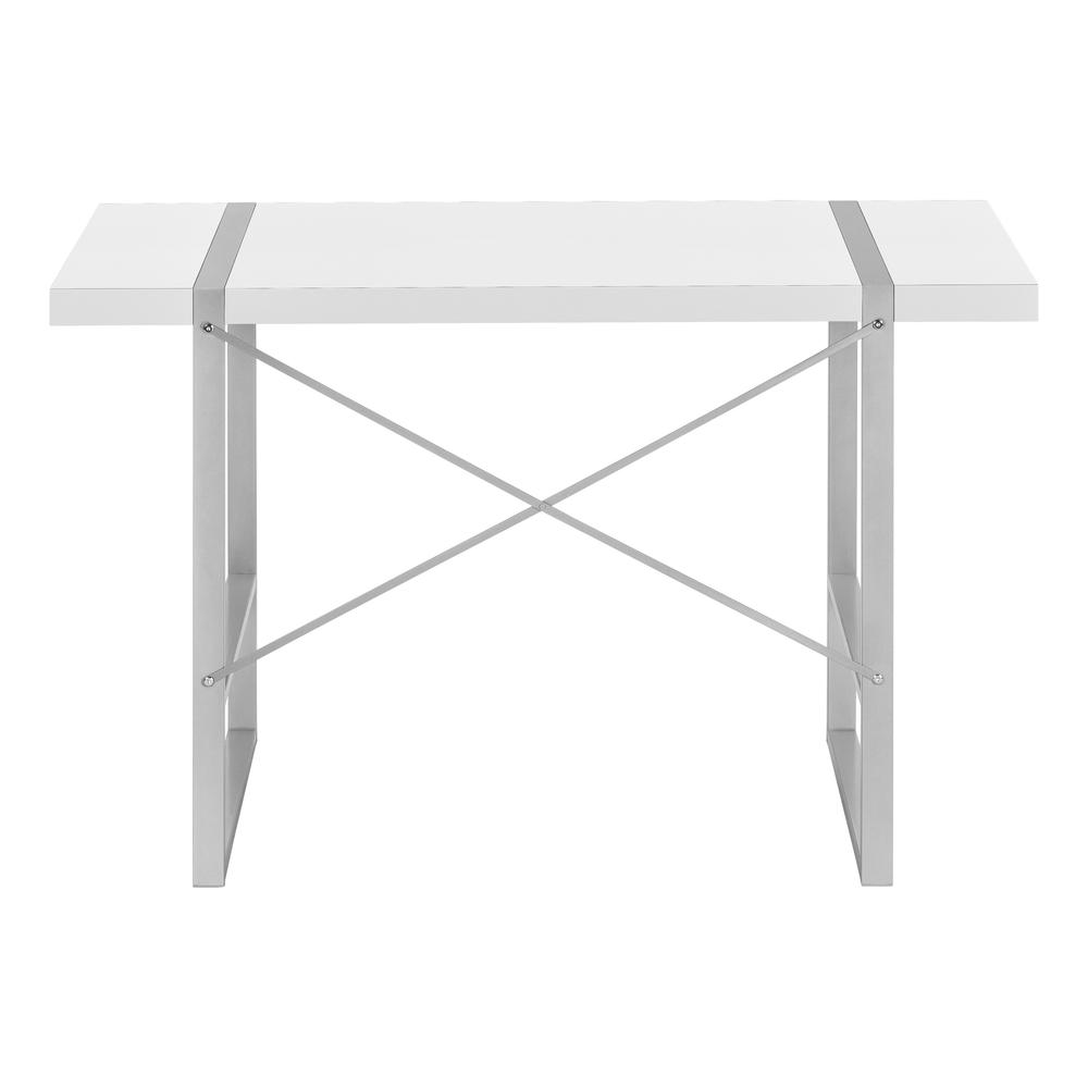 Computer Desk, Home Office, Laptop, 48L, Work, White Laminate, Grey - Monarch