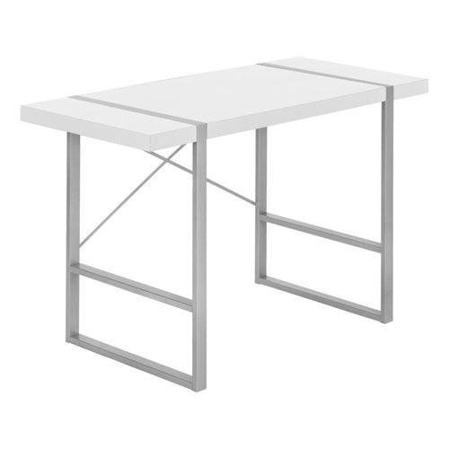 Computer Desk, Home Office, Laptop, 48L, Work, White Laminate, Grey - Monarch