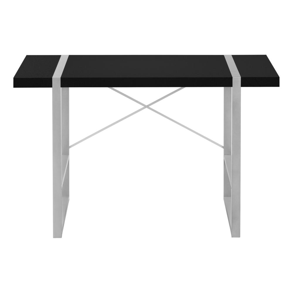 Computer Desk, Home Office, Laptop, 48L, Work, Black Laminate, Grey - Monarch