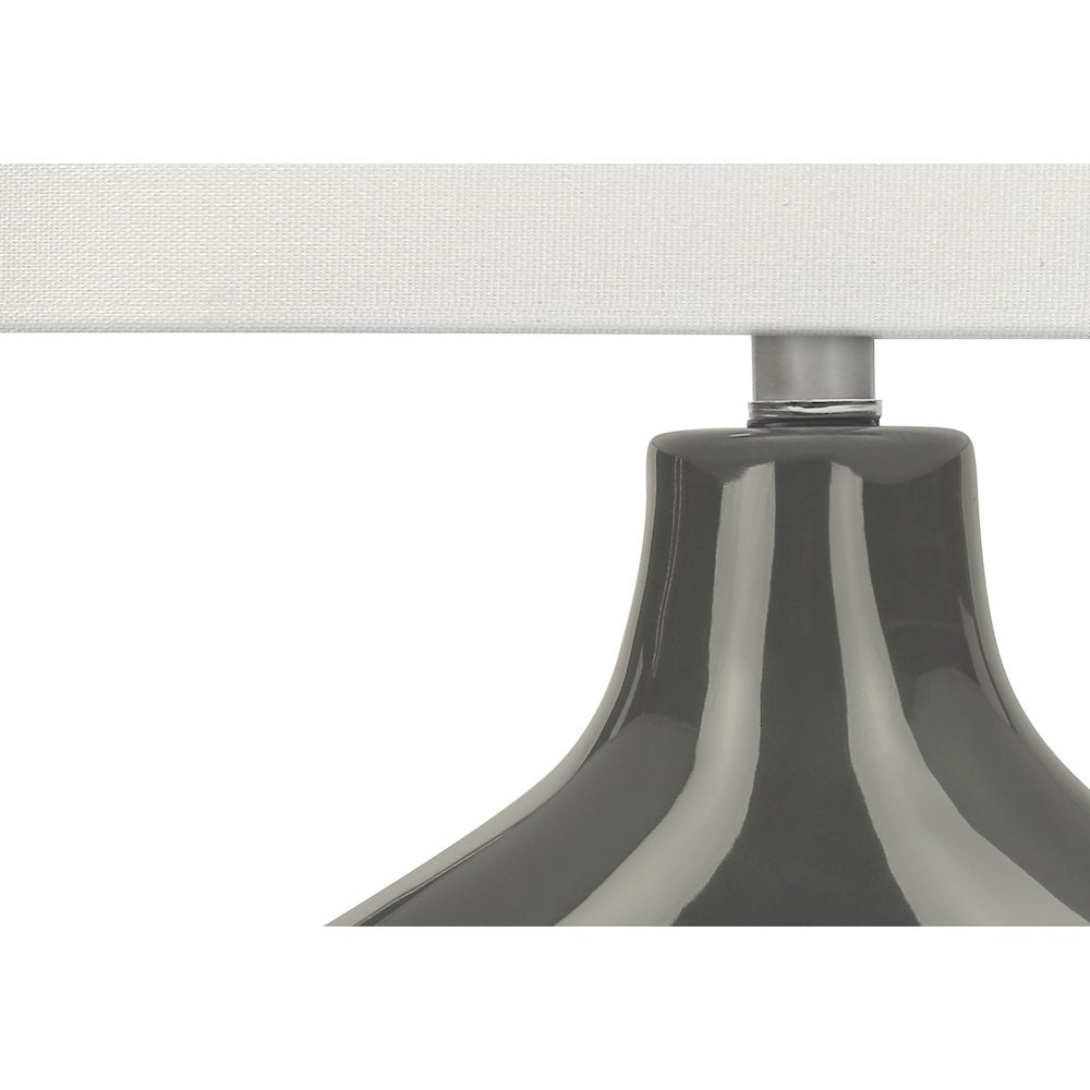 25''H, Table Lamp, Dark Grey Ceramic, Ivory / Cream Shade, Contemporary, Modern - Monarch