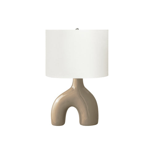 25''H, Table Lamp, Brown Ceramic, Ivory / Cream Shade, Contemporary, Modern - Monarch