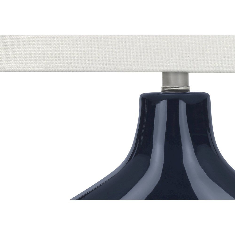 25''H, Table Lamp, Blue Ceramic, Ivory / Cream Shade, Contemporary, Modern - Monarch