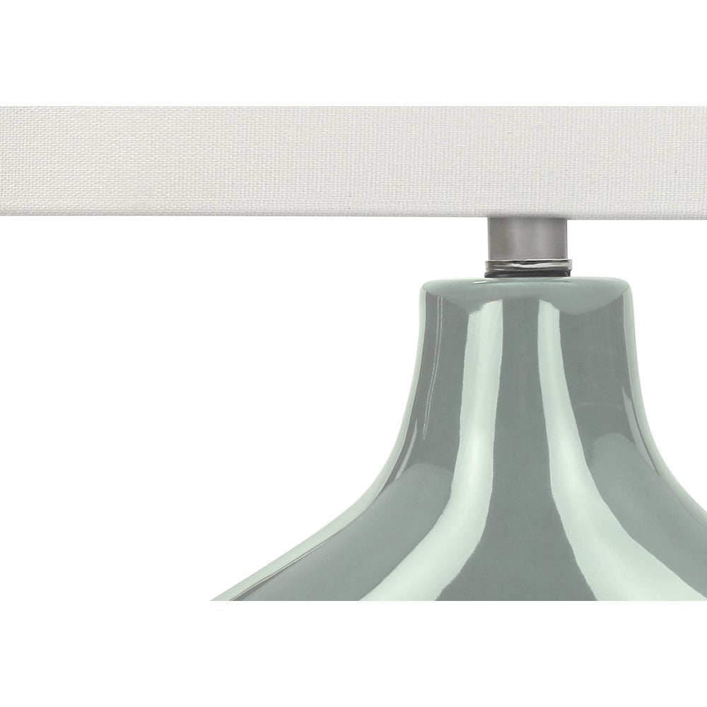 25''H, Table Lamp, Green Ceramic, Ivory / Cream Shade, Contemporary, Modern - Monarch