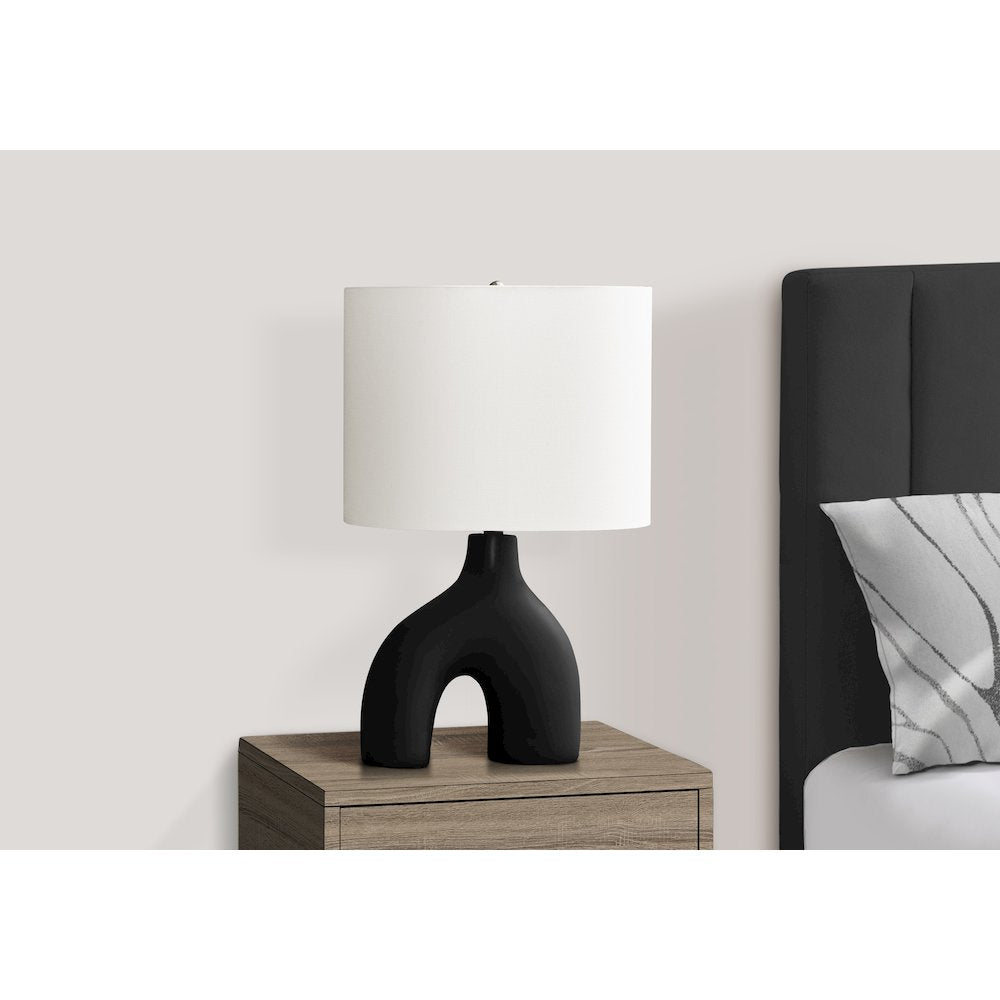 25''H, Table Lamp, Black Ceramic, Ivory / Cream Shade, Contemporary, Modern - Monarch