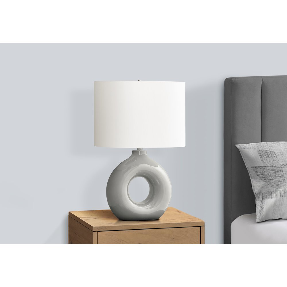 24''H, Table Lamp, Grey Ceramic, Ivory / Cream Shade, Contemporary, Modern - Monarch