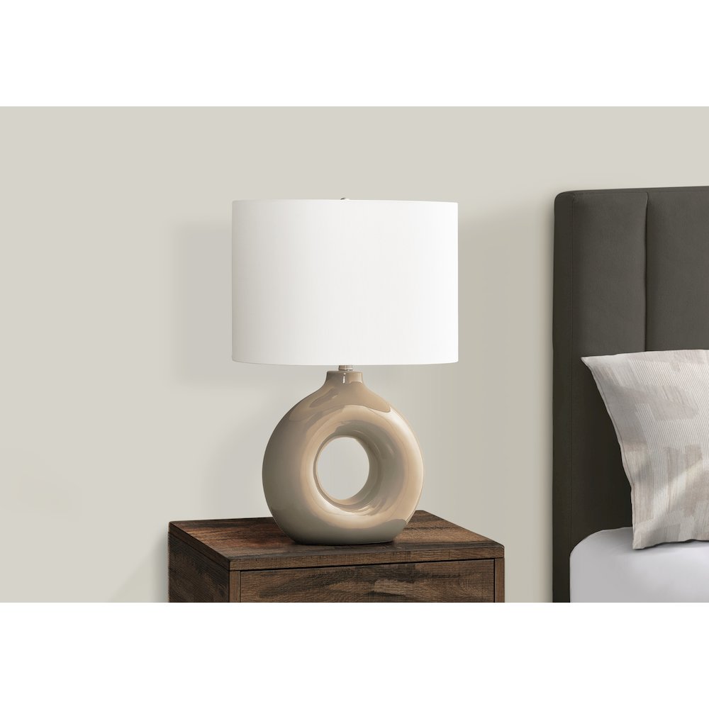 24''H, Table Lamp, Brown Ceramic, Ivory / Cream Shade, Contemporary, Modern - Monarch