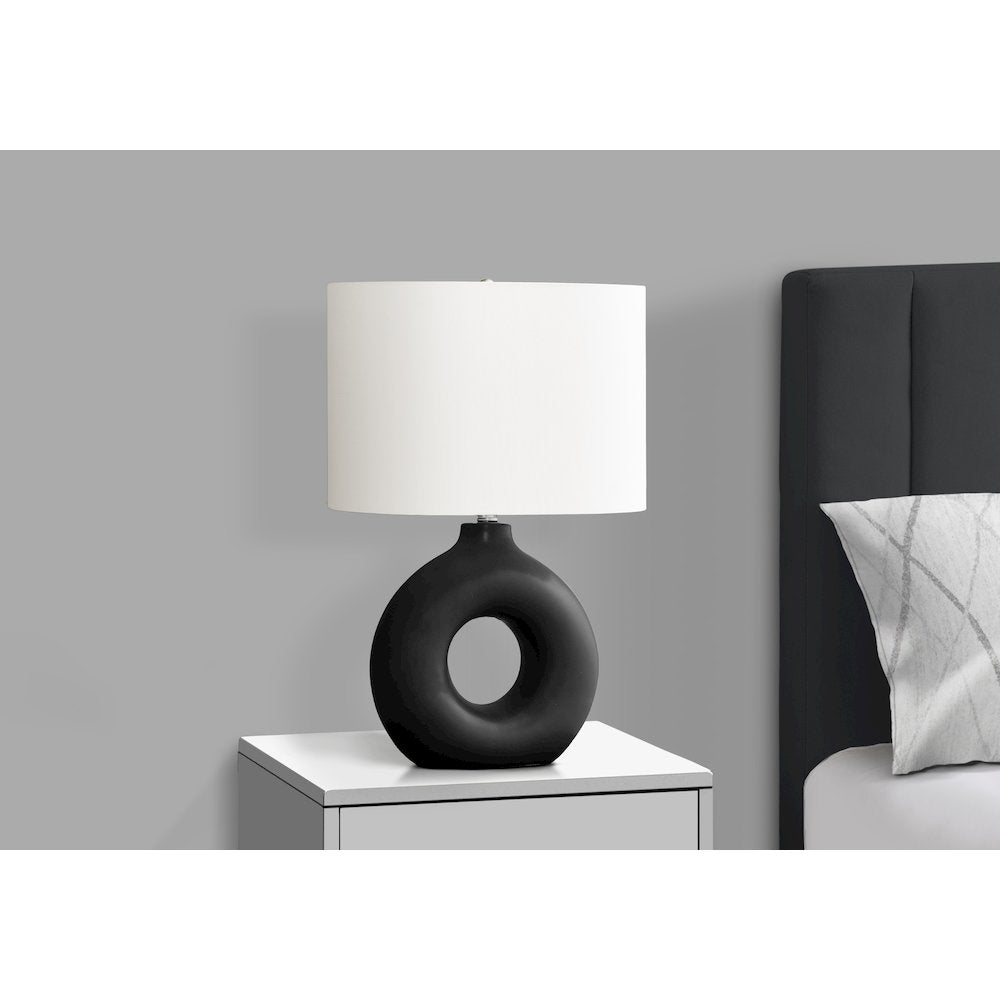 24''H, Table Lamp, Black Ceramic, Ivory / Cream Shade, Contemporary, Modern - Monarch