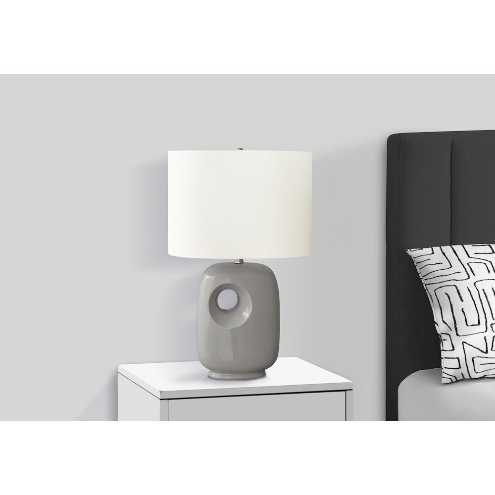 26''H, Table Lamp, Grey Ceramic, Ivory / Cream Shade, Contemporary, Modern - Monarch