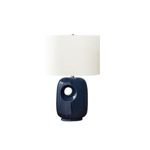 26''H, Table Lamp, Blue Ceramic, Ivory / Cream Shade, Contemporary, Modern - Monarch