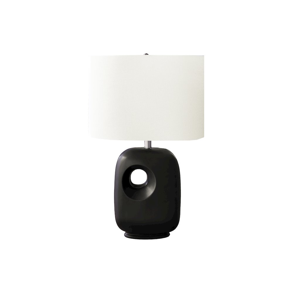 26''H, Table Lamp, Black Ceramic, Ivory / Cream Shade, Contemporary, Modern - Monarch