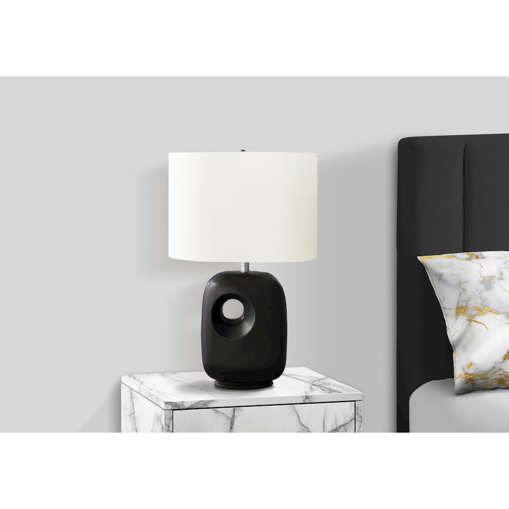 26''H, Table Lamp, Black Ceramic, Ivory / Cream Shade, Contemporary, Modern - Monarch