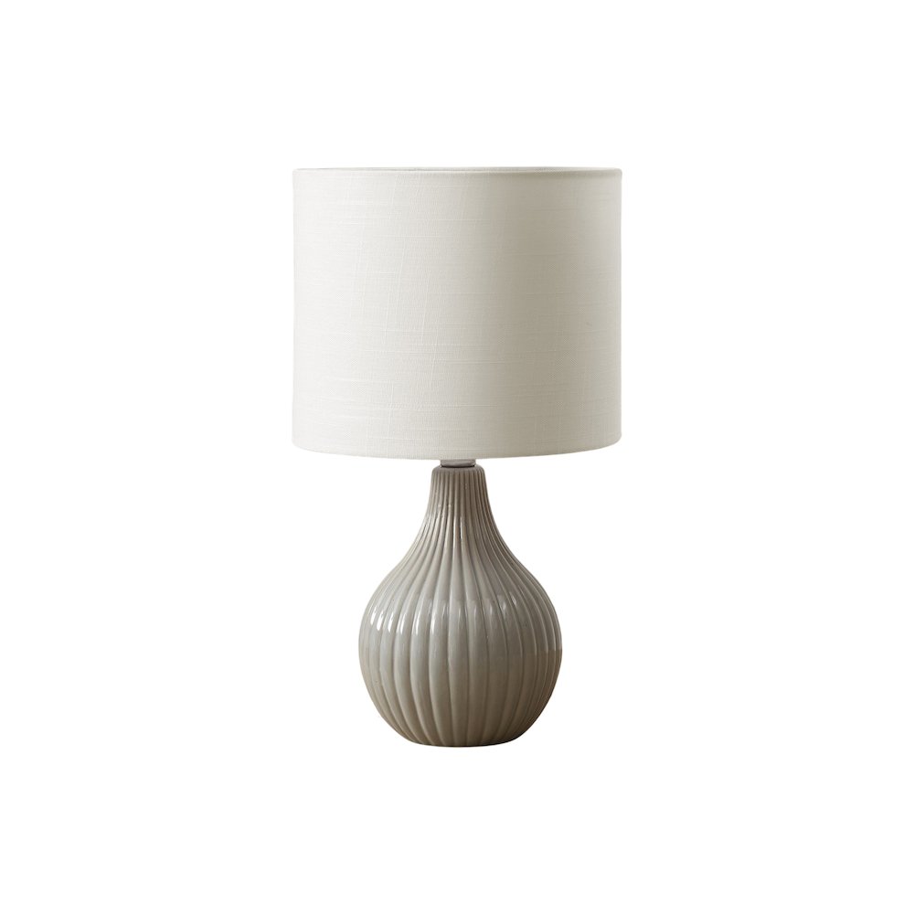 Lighting, 17''H, Table Lamp, Grey Ceramic, Ivory / Cream Shade, Contemporary - Monarch