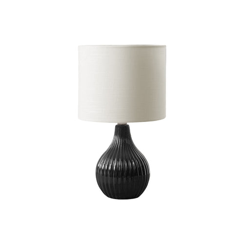 17''H, Table Lamp, Black Ceramic, Ivory / Cream Shade, Contemporary, Modern - Monarch